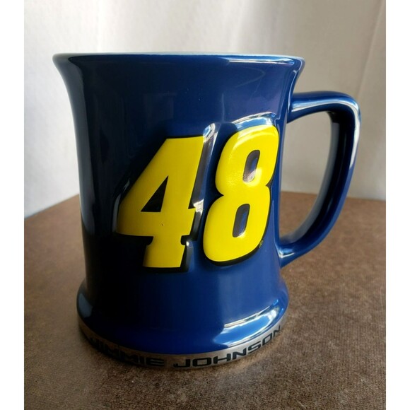 2007 JIMMIE JOHNSON #48 Blue RELIEF CERAMIC MUG 15 oz NASCAR Racing Team NEW NOS - Picture 2 of 16